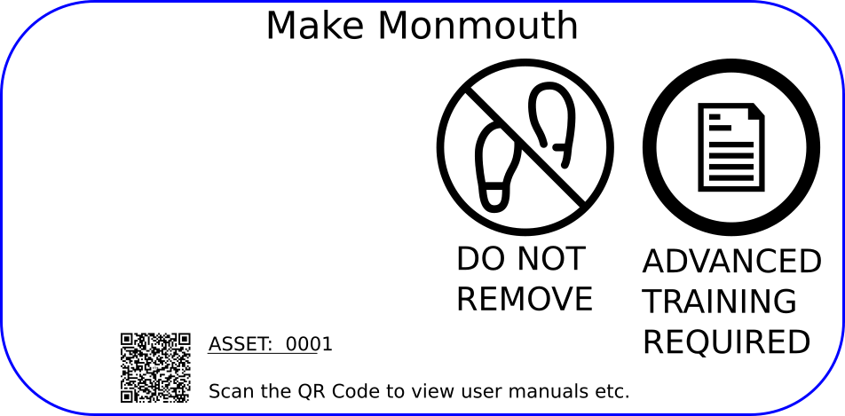 An example asset sticker for an item owned by Wye Make